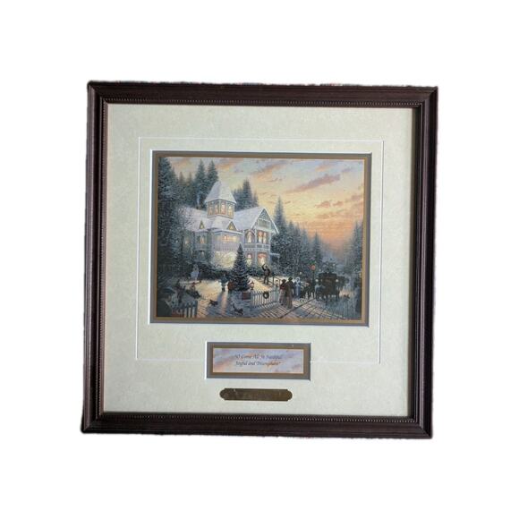 Thomas Kinkade Victorian Christmas I “O Come All Ye Faithful” COA Accent print - Picture 1 of 5